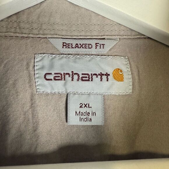 Carhartt Mens 2XL Relaxed Button Front Long Sleeve Shirt Red Plaid 100% Cotton - Picture 2 of 7